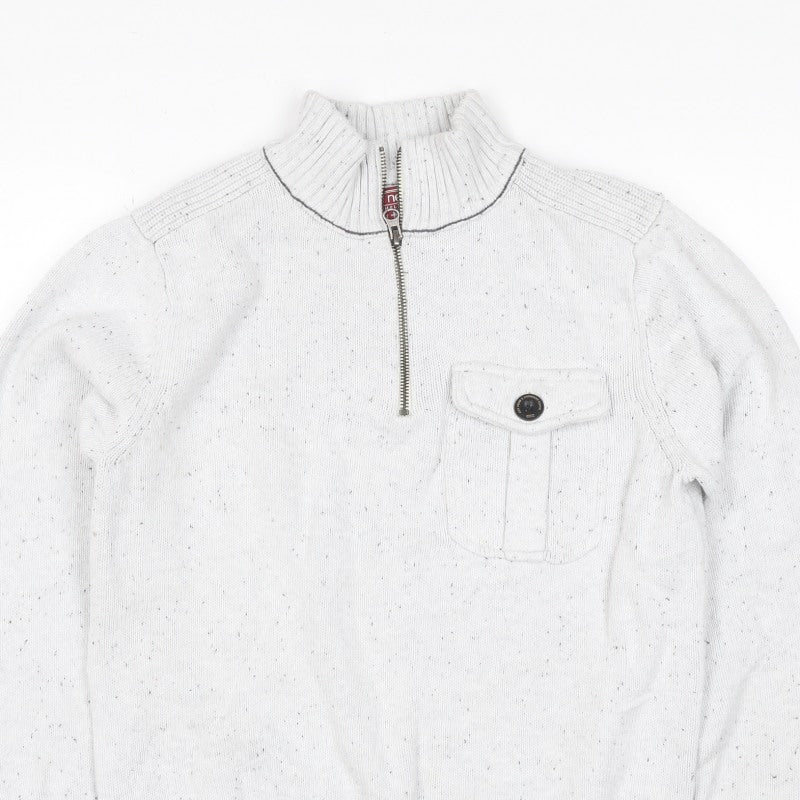 Next Men’s Ivory S 1/2 Zip High Neck Knit Jumper Pocket