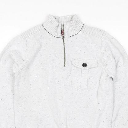 Next Men’s Ivory S 1/2 Zip High Neck Knit Jumper Pocket