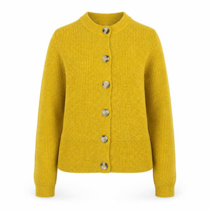 Marks and Spencer Women Yellow UK 8 Button Cardigan Rib Knit Wool Blend
