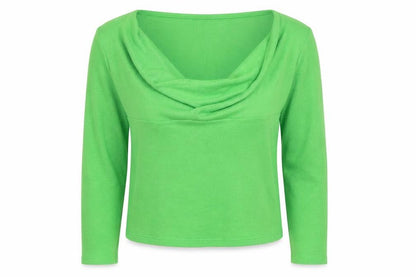 Zara Women Green M Lightweight Open Cowl Neck Knit Cardigan