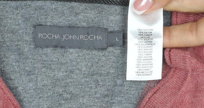 Rocha John Rocha Men’s Red Cotton V-Neck Pullover Jumper Size L