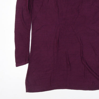 Bonmarché Women Purple M Knit Jumper Dress Pearl Shoulder Long Sleeve