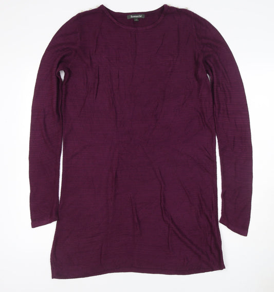 Bonmarché Women Purple M Knit Jumper Dress Pearl Shoulder Long Sleeve
