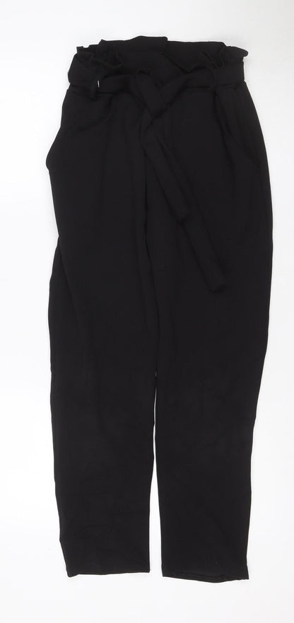 Misspap Women Black UK 8 Paperbag Tie Belt Straight Trousers