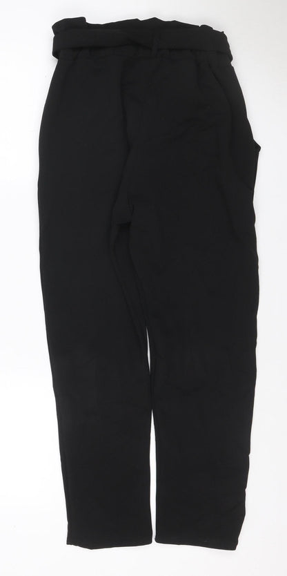 Misspap Women Black UK 8 Paperbag Tie Belt Straight Trousers