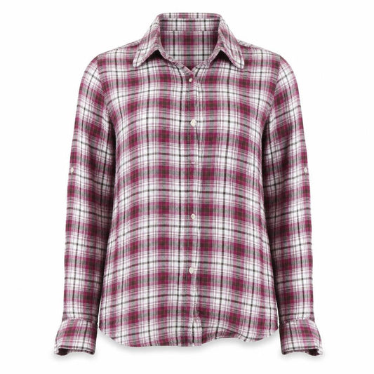 Peter Storm Women Pink Check Cotton Button-Up Shirt Size 12 Long Sleeve