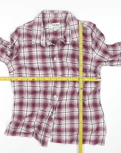 Peter Storm Women Pink Check Cotton Button-Up Shirt Size 12 Long Sleeve