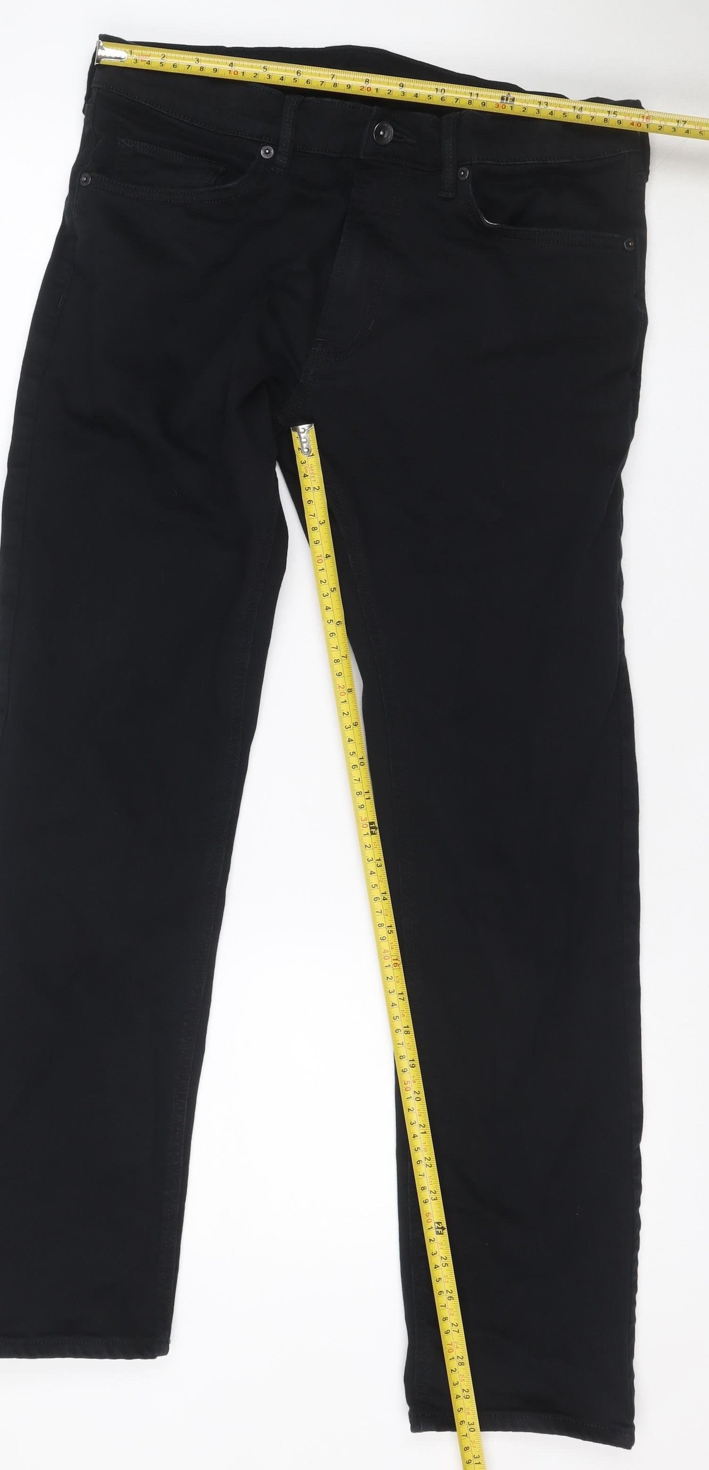 M&S Men’s Black 34 Cargo Trousers 33in Leg Stretch Zip Pockets