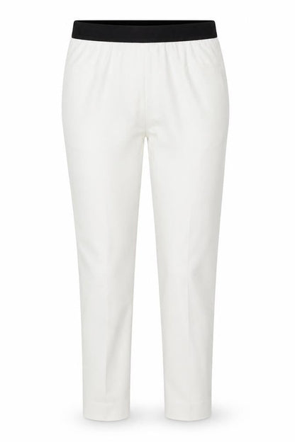 Zara Women White Size S Stretch Pull-On Straight Trousers with Pockets