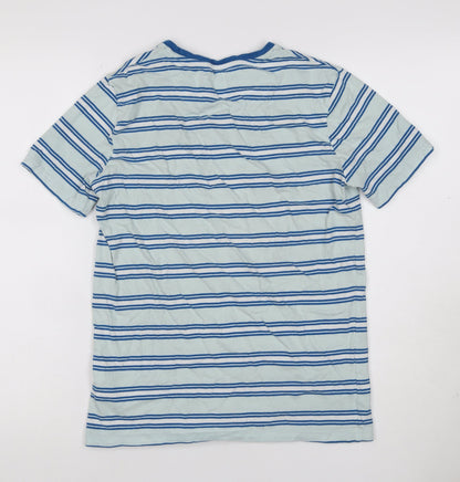 Original Penguin Boys Blue Striped 14-15 Years Logo Jersey T-Shirt