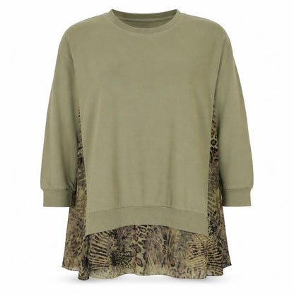 La Postcard Women Green Size 2 Leopard Print Long Sleeve Tunic Top