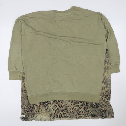 La Postcard Women Green Size 2 Leopard Print Long Sleeve Tunic Top