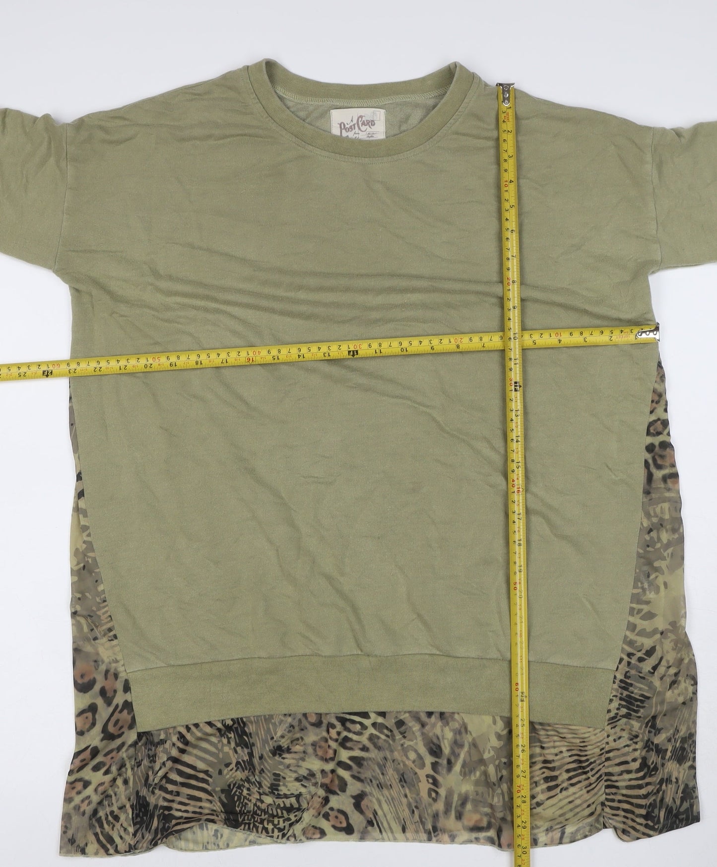 La Postcard Women Green Size 2 Leopard Print Long Sleeve Tunic Top