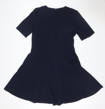 Banana Republic Women Navy Size 8 Knee Length Sheath Long Sleeve Dress