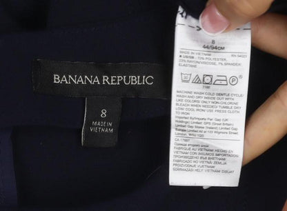 Banana Republic Women Navy Size 8 Knee Length Sheath Long Sleeve Dress