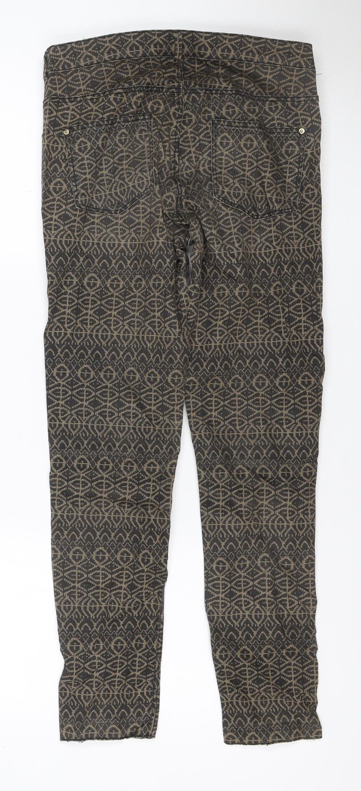 H&M Women’s Brown Aztec Geometric Skinny Stretch Jeans UK 10