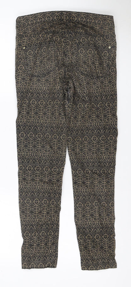 H&M Women’s Brown Aztec Geometric Skinny Stretch Jeans UK 10