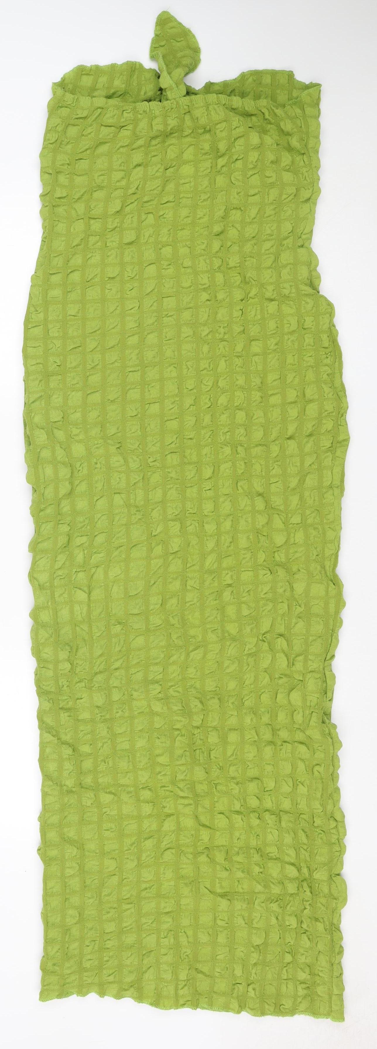 PrettyLittleThing Women Green UK 12 Ruffle Bodycon Knee Dress