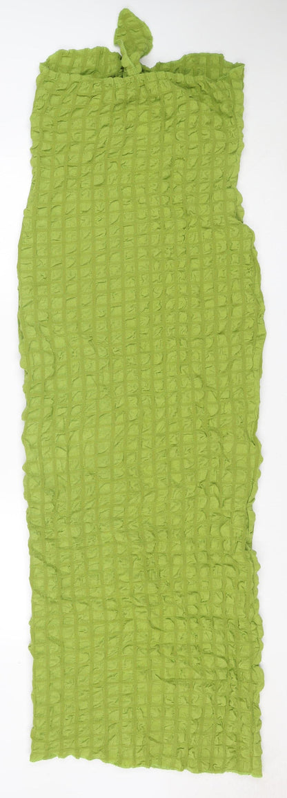 PrettyLittleThing Women Green UK 12 Ruffle Bodycon Knee Dress