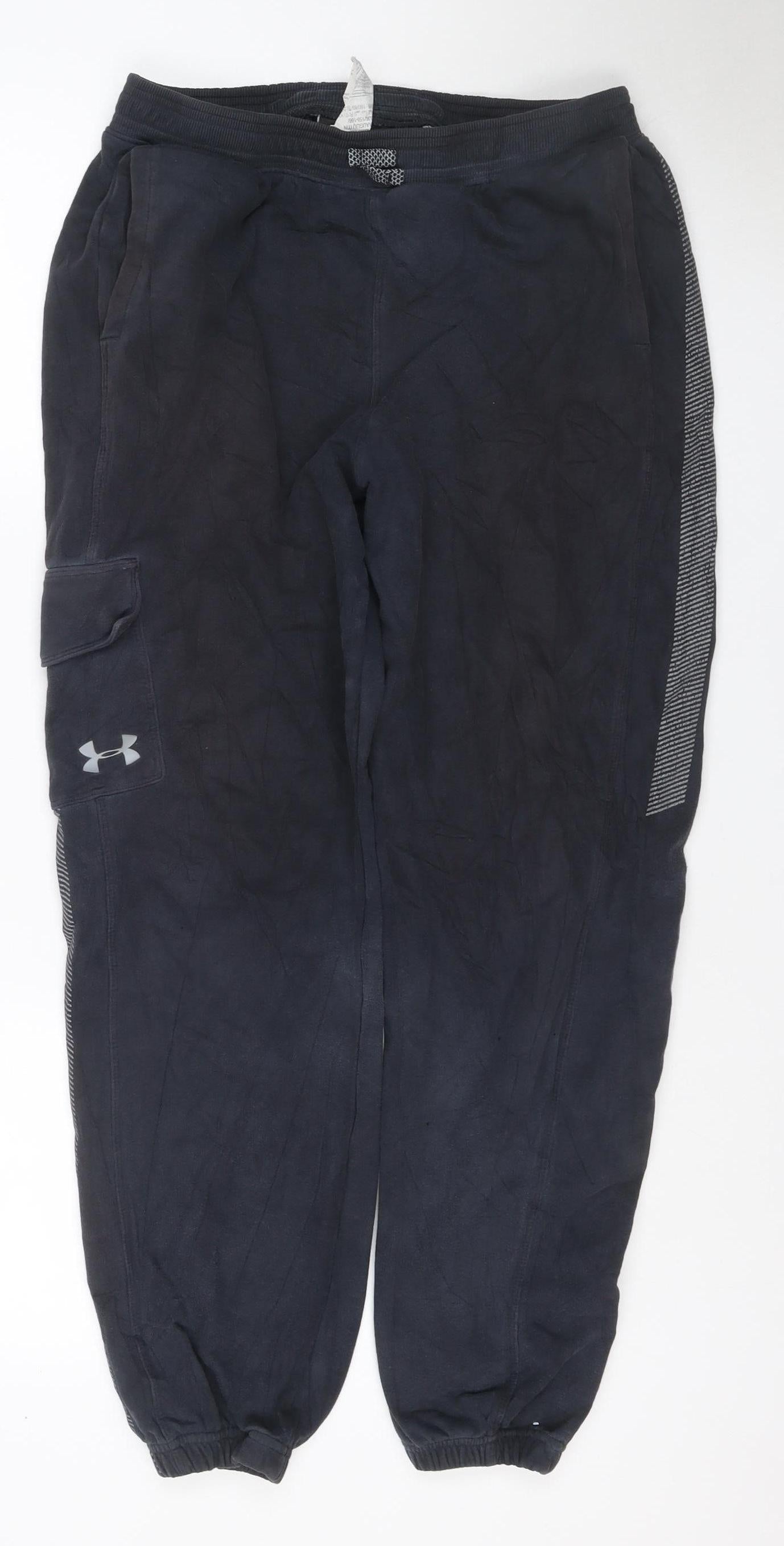Under Armour Boys Black XL Loose Fit Jogger Track Pants Reflective