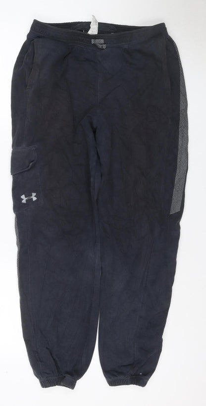 Under Armour Boys Black XL Loose Fit Jogger Track Pants Reflective