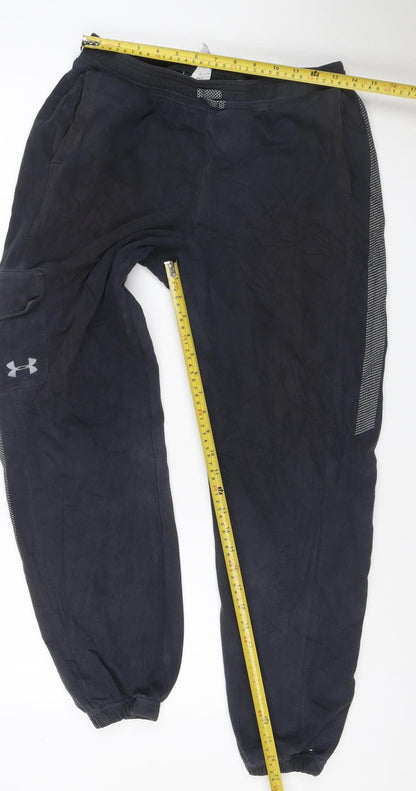 Under Armour Boys Black XL Loose Fit Jogger Track Pants Reflective