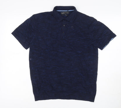Marks and Spencer Men's Blue M Cotton Rich Short Sleeve Polo Shirt