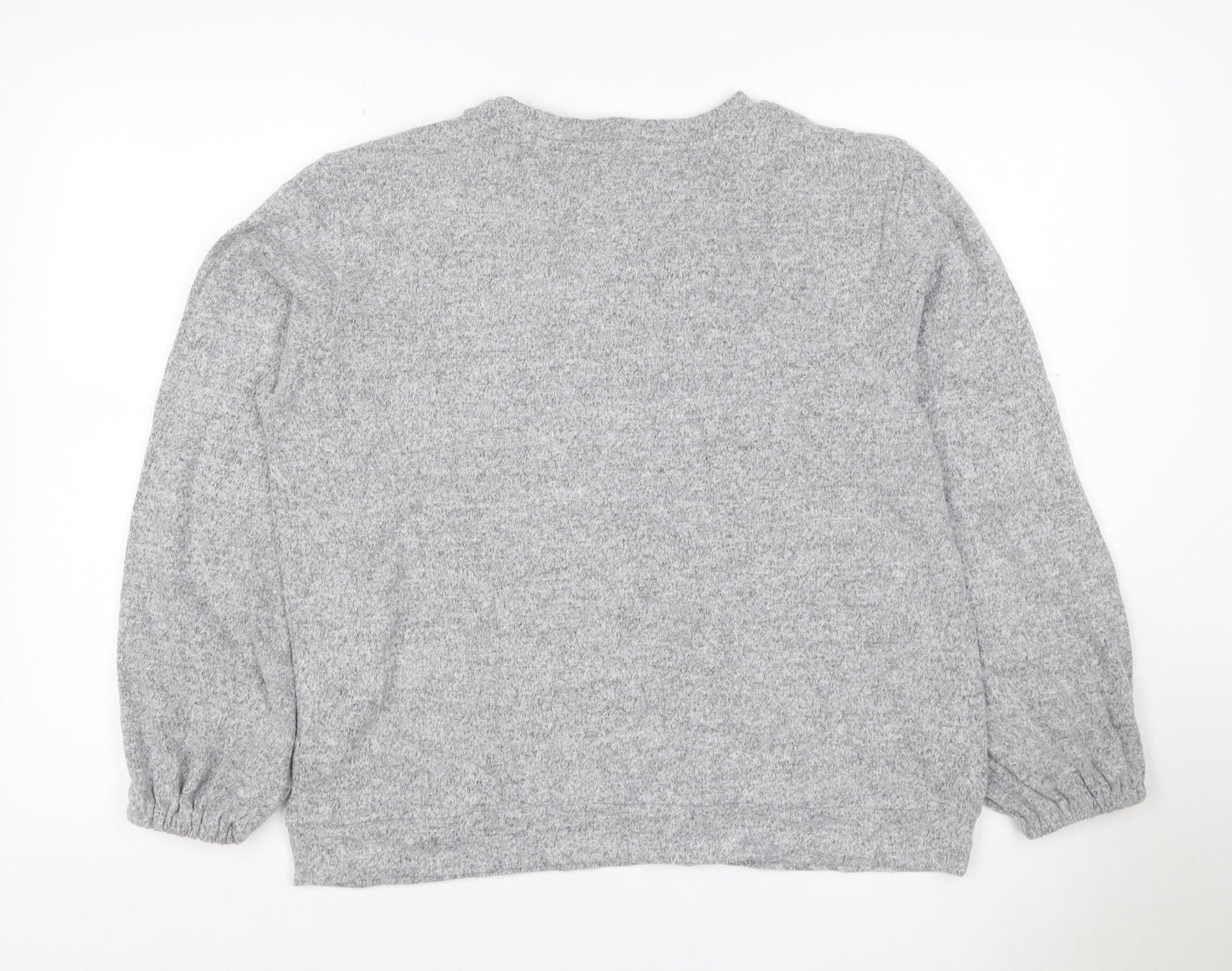Dorothy Perkins Women Grey UK 14 Pullover Jumper Crochet Lace Balloon Sleeve