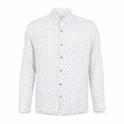 Next Men's White XL Geometric Print Long Sleeve Cotton Button-Up Shirt