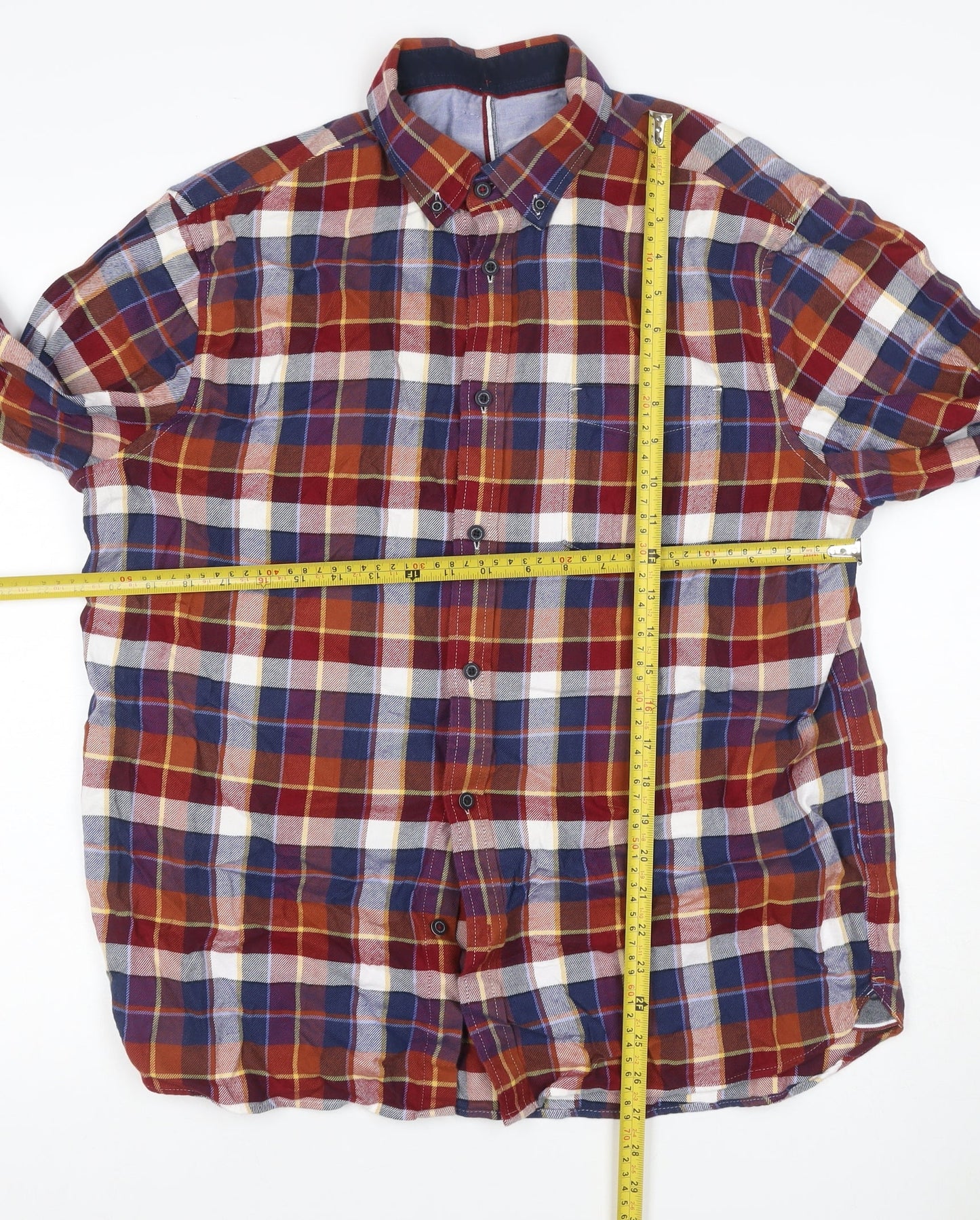 Marks & Spencer Men's Multicoloured L Plaid Cotton Button-Down Shirt