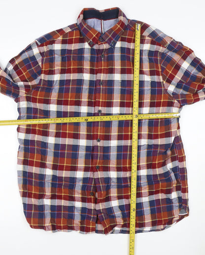 Marks & Spencer Men's Multicoloured L Plaid Cotton Button-Down Shirt
