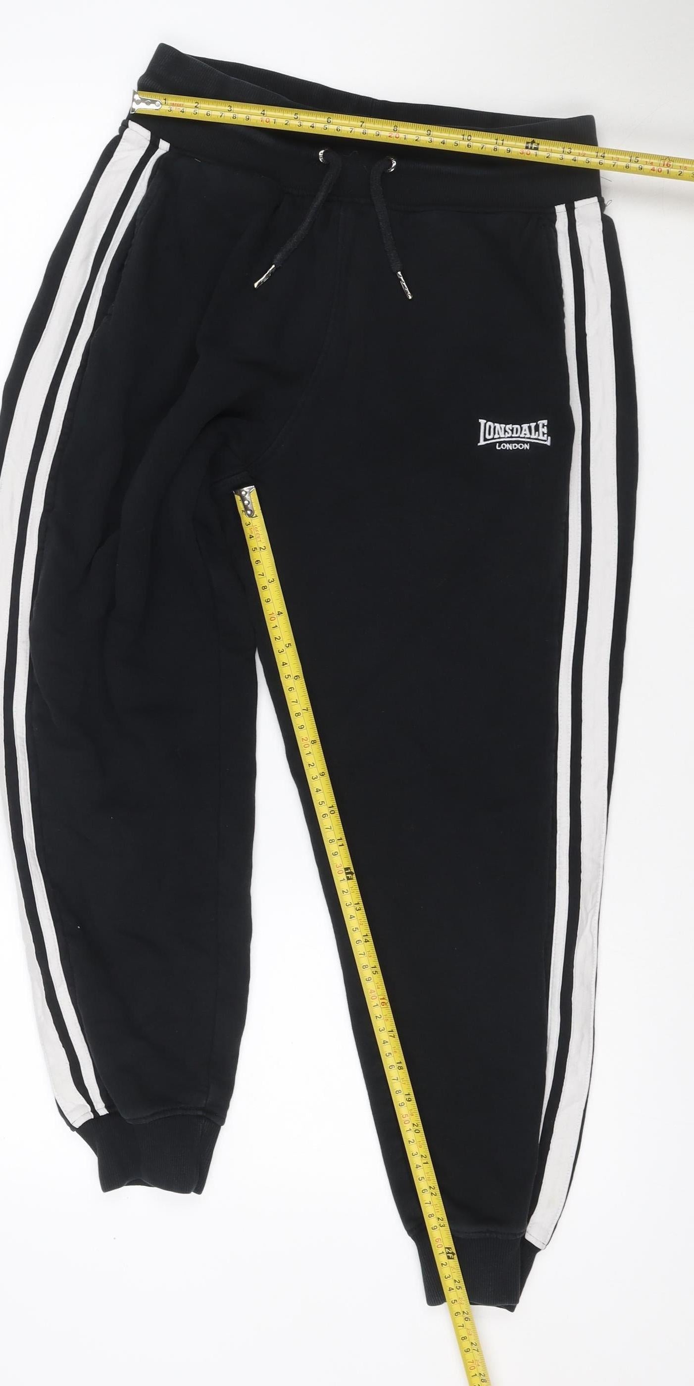 Lonsdale London Women Black UK 12 Jogger Track Pants Side Stripe