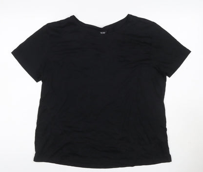 Pink Clam Women Black UK 14 Basic Crew Neck Stretch T-Shirt