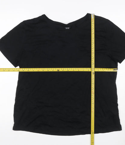 Pink Clam Women Black UK 14 Basic Crew Neck Stretch T-Shirt