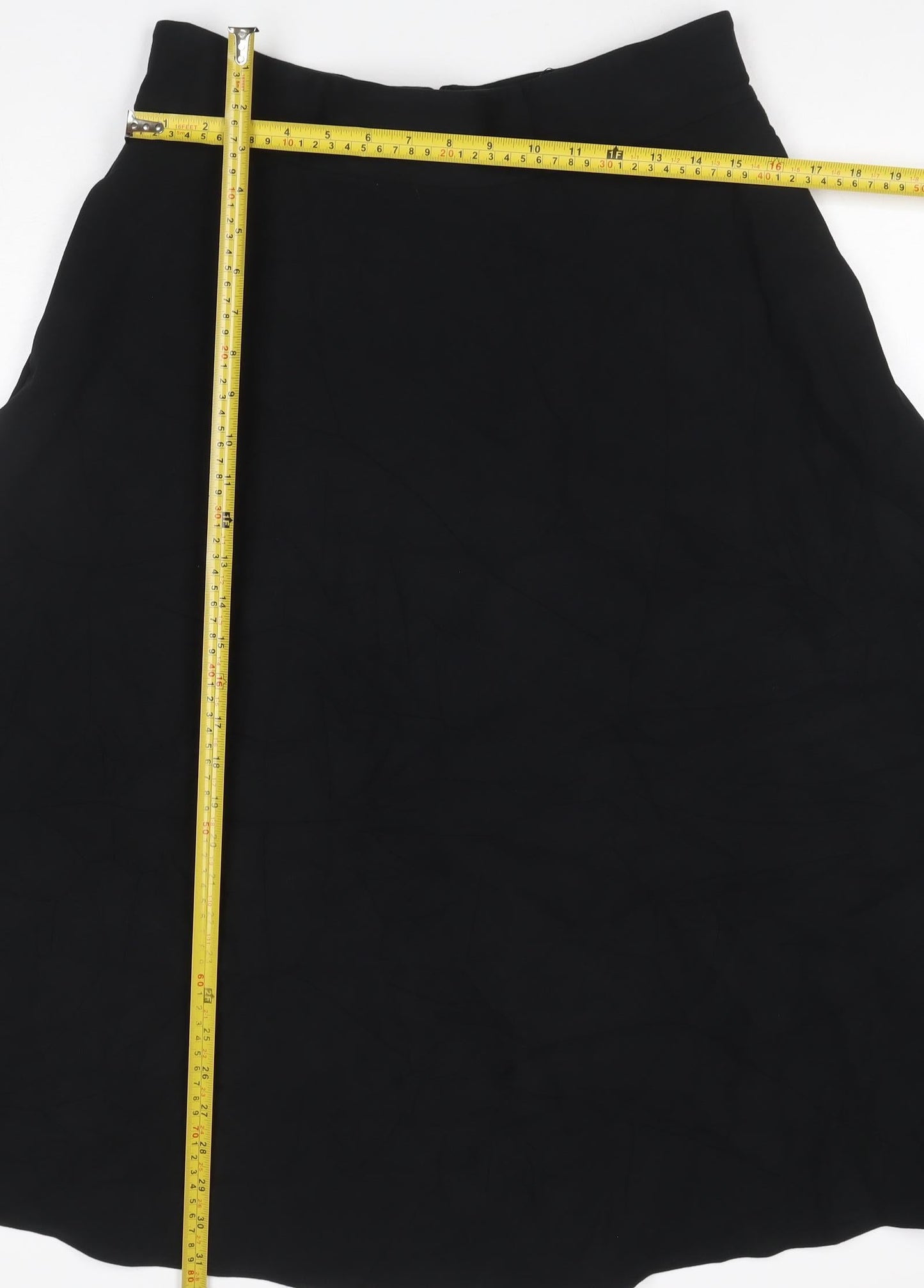 M&S Collection Women’s Black Size 14 Midi Flare Skirt Zip Workwear