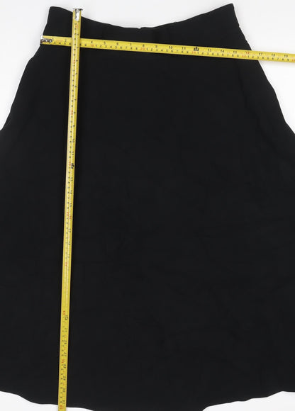 M&S Collection Women’s Black Size 14 Midi Flare Skirt Zip Workwear