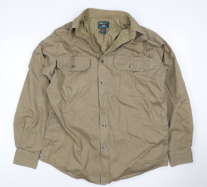 Smith's Workwear Men Beige L Military Cotton Button Jacket