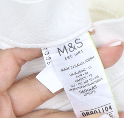 Marks & Spencer Women Ivory UK 16 Straight Stretch Jeans Regular