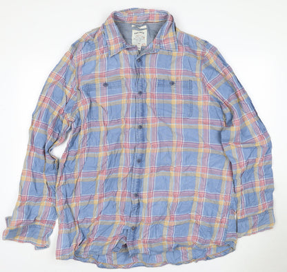 Fat Face Men's Blue Check Cotton XL Long Sleeve Button-Up Casual Shirt