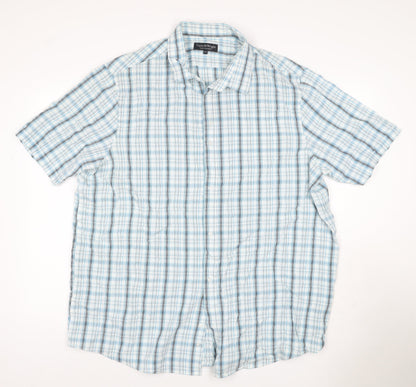 Taylor & Wright Men's Blue Check Short Sleeve Button-Up Shirt 2XL