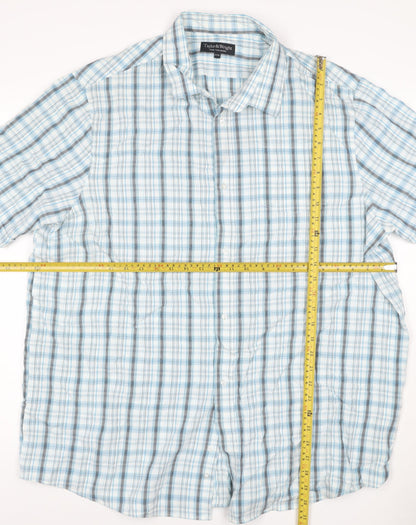 Taylor & Wright Men's Blue Check Short Sleeve Button-Up Shirt 2XL