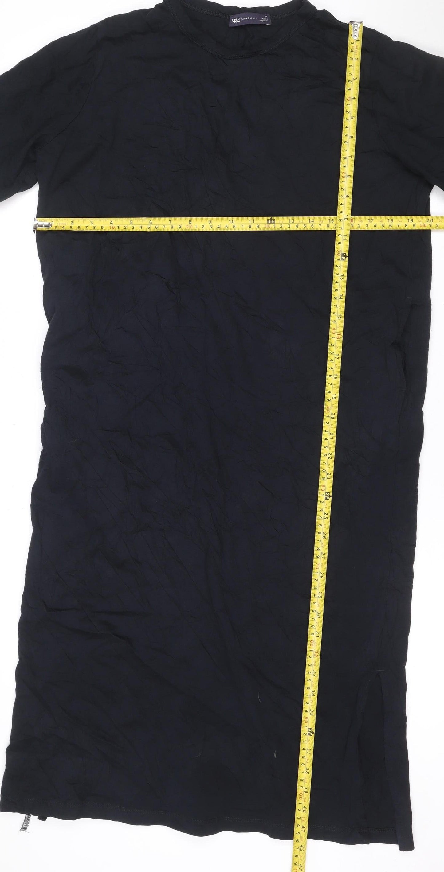 Marks and Spencer Women Black Size 14 Shift Knee Length Dress