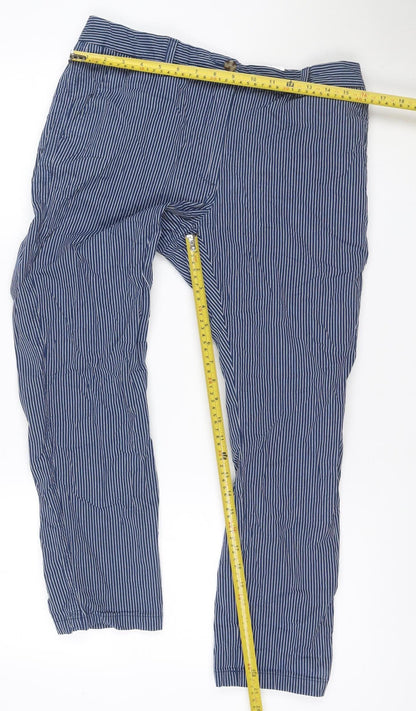 Marks and Spencer Women’s Blue Striped Size 12 Straight Cotton Trousers