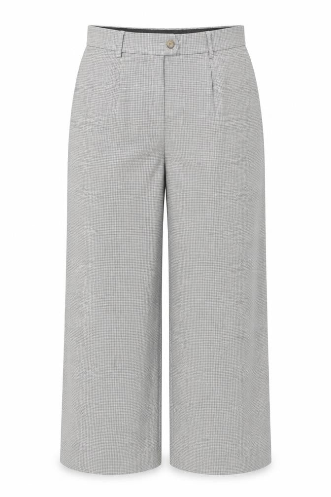 M&S Collection Women Grey Check Straight Trousers Size 14 Short