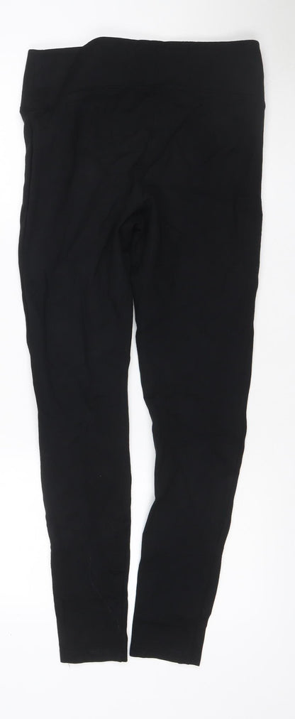 Marks & Spencer Women Black UK 12 Straight Leg Pull-On Trousers