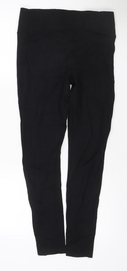 Marks & Spencer Women Black UK 12 Straight Leg Pull-On Trousers