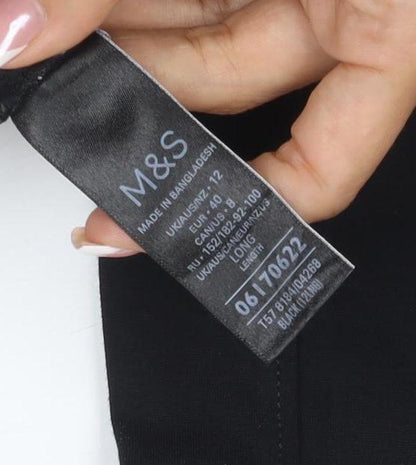 Marks & Spencer Women Black UK 12 Straight Leg Pull-On Trousers