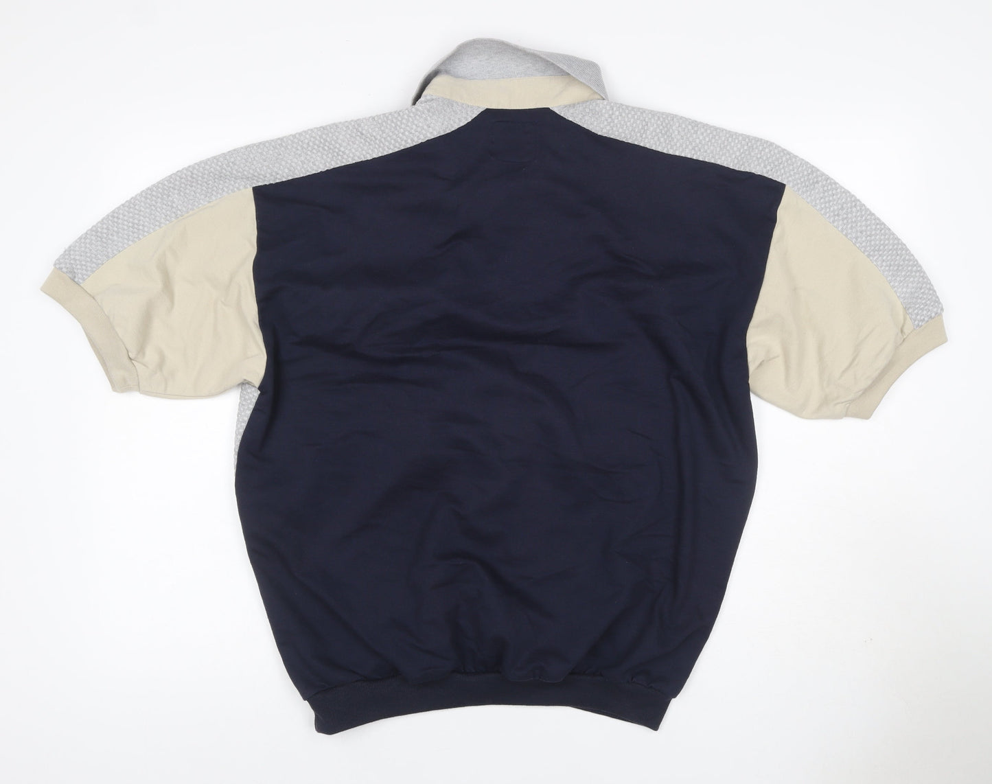 L.D. Sport International Men’s Large Navy Beige Colourblock Polo Shirt