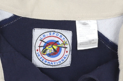L.D. Sport International Men’s Large Navy Beige Colourblock Polo Shirt