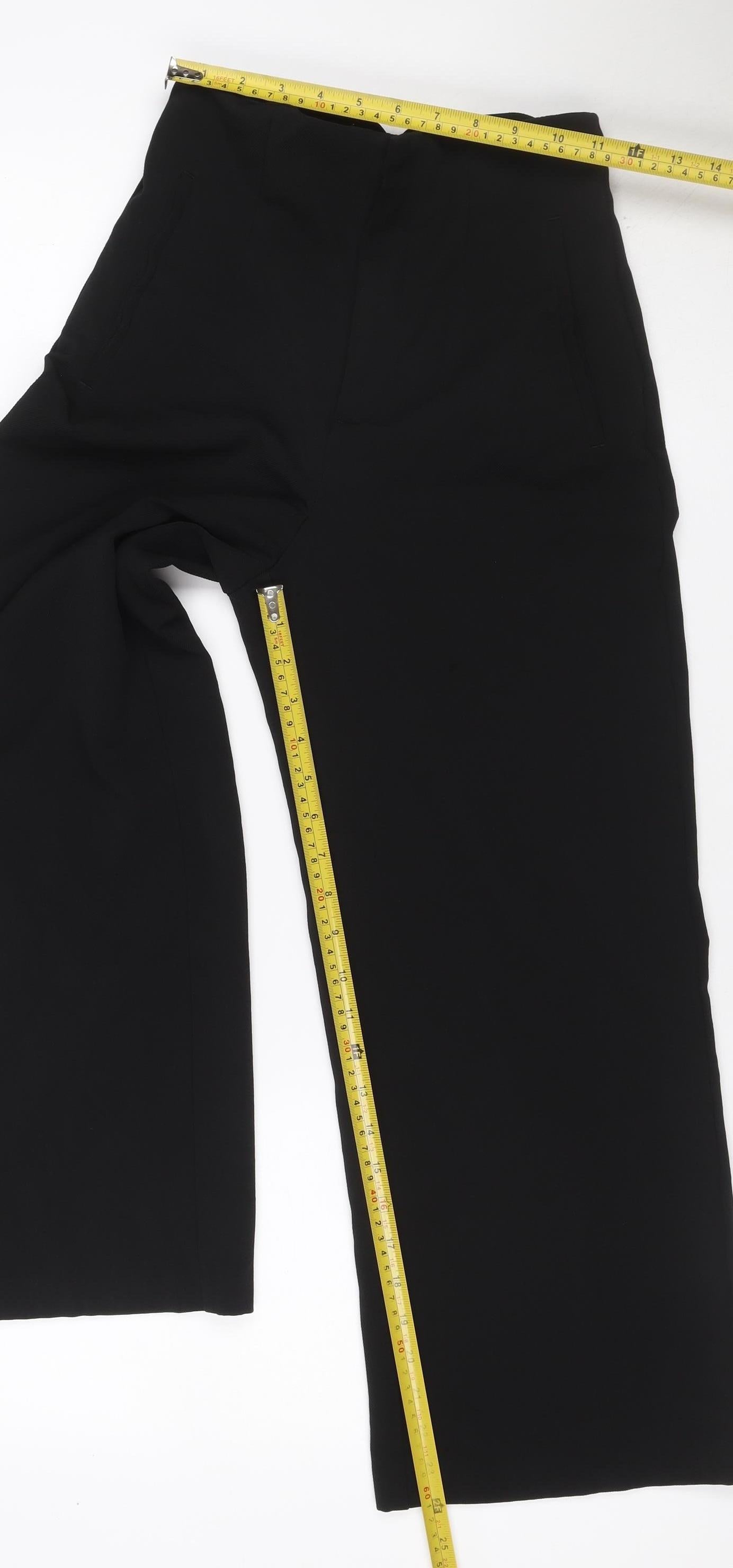Zara Women’s Black UK 14 High Rise Wide Leg Tailored Trousers